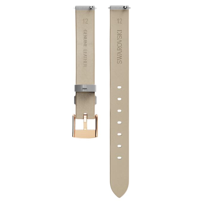 Uhrenarmband 12 mm (0.47″) breit, Leder, silberfarben, roségoldfarben veredelt Uhrenarmband 12 mm (0.47″) breit, Leder, silberfarben, roségoldfarben veredelt