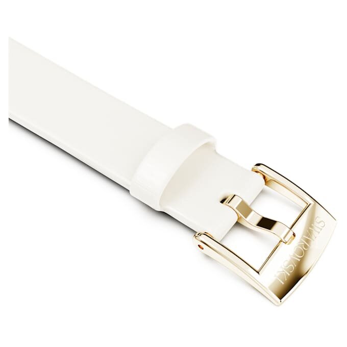 Uhrenarmband 12 mm (0.47″) breit, Leder, weiss, champagnerfarbene Goldoptik Uhrenarmband 12 mm (0.47″) breit, Leder, weiss, champagnerfarbene Goldoptik