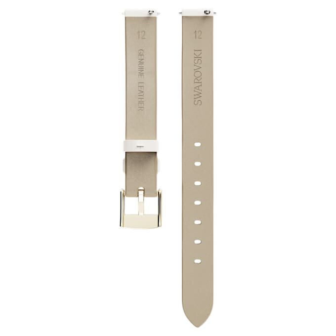 Uhrenarmband 12 mm (0.47″) breit, Leder, weiss, champagnerfarbene Goldoptik Uhrenarmband 12 mm (0.47″) breit, Leder, weiss, champagnerfarbene Goldoptik