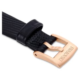 Uhrenarmband, 13 mm (0.51″) breit, Leder, schwarz, roségoldfarben