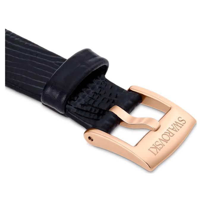 Uhrenarmband, 13 mm (0.51″) breit, Leder, schwarz, roségoldfarben Uhrenarmband, 13 mm (0.51″) breit, Leder, schwarz, roségoldfarben