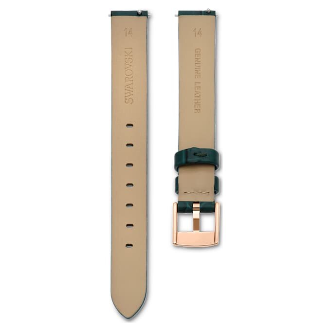 Uhrenarmband 14 mm (0.55″) breit, Leder, grün, roségoldfarben Uhrenarmband 14 mm (0.55″) breit, Leder, grün, roségoldfarben
