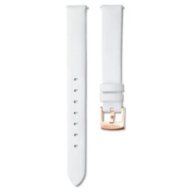 Uhrenarmband, 14 mm (0.55″) breit, Leder, weiss, roségoldfarben