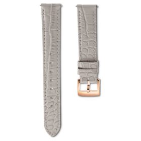 Uhrenarmband, 15 mm (0.59″) breit, Leder mit Ziernähten, grau, roségoldfarben