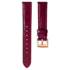 Uhrenarmband, 15 mm (0.59″) breit, Leder mit Ziernähten, rot, roségoldfarben