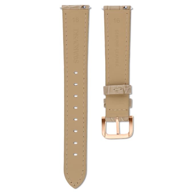 Uhrenarmband 16 mm (0.63″) breit, Leder mit Ziernähten, beige, roségoldfarben Uhrenarmband 16 mm (0.63″) breit, Leder mit Ziernähten, beige, roségoldfarben