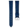 Uhrenarmband 16 mm (0.63″) breit, Leder mit Ziernähten, blau, Edelstahl