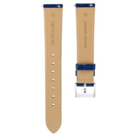 Uhrenarmband 16 mm (0.63″) breit, Leder mit Ziernähten, blau, Edelstahl