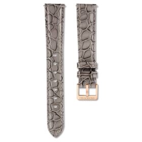 Uhrenarmband 16 mm (0.63″) breit, Leder mit Ziernähten, grau