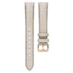 Uhrenarmband 16 mm (0.63″) breit, Leder mit Ziernähten, grau, roségoldfarben