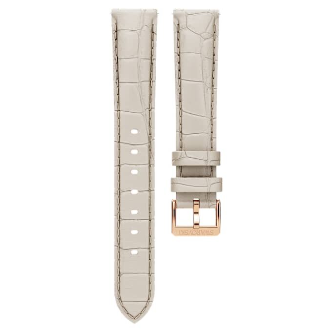 Uhrenarmband 16 mm (0.63″) breit, Leder mit Ziernähten, grau, roségoldfarben Uhrenarmband 16 mm (0.63″) breit, Leder mit Ziernähten, grau, roségoldfarben