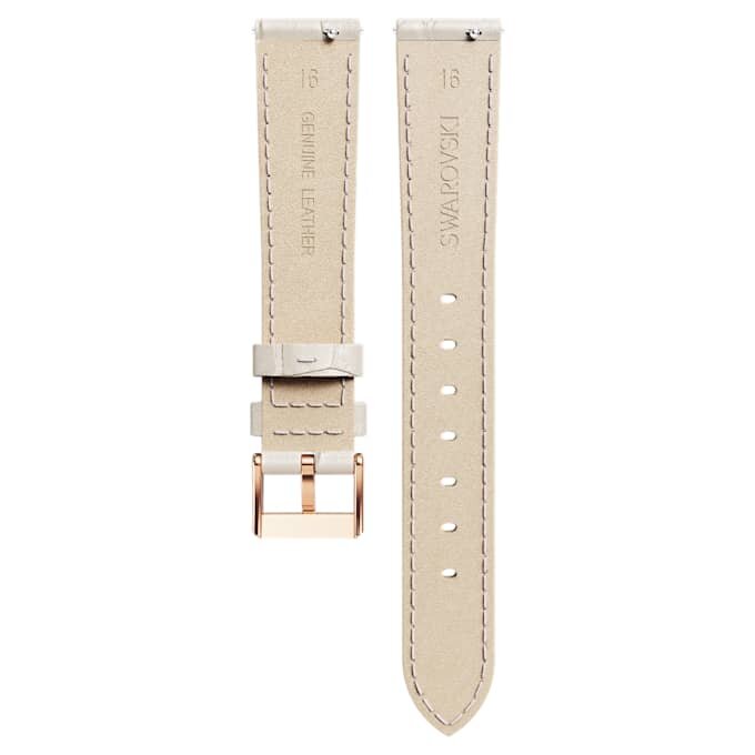 Uhrenarmband 16 mm (0.63″) breit, Leder mit Ziernähten, grau, roségoldfarben Uhrenarmband 16 mm (0.63″) breit, Leder mit Ziernähten, grau, roségoldfarben