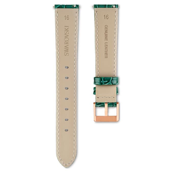 Uhrenarmband 16 mm (0.63″) breit, Leder mit Ziernähten, grün Uhrenarmband 16 mm (0.63″) breit, Leder mit Ziernähten, grün