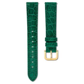 Uhrenarmband 16 mm (0.63″) breit, Leder mit Ziernähten, grün, goldfarben