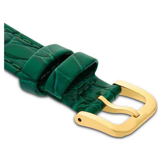 Uhrenarmband 16 mm (0.63″) breit, Leder mit Ziernähten, grün, goldfarben Uhrenarmband 16 mm (0.63″) breit, Leder mit Ziernähten, grün, goldfarben