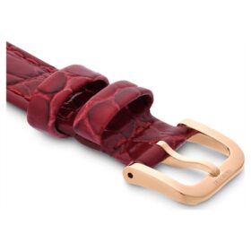 Uhrenarmband 16 mm (0.63″) breit, Leder mit Ziernähten, rot, roségoldfarben