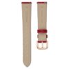 Uhrenarmband 16 mm (0.63″) breit, Leder mit Ziernähten, rot, roségoldfarben
