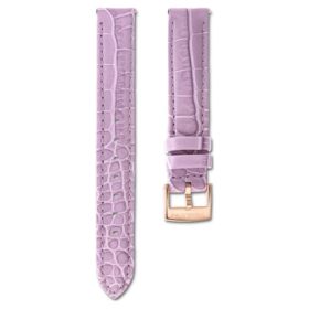 Uhrenarmband 17 mm (0.67″) breit, Leder mit Ziernähten, violett, roségoldfarben