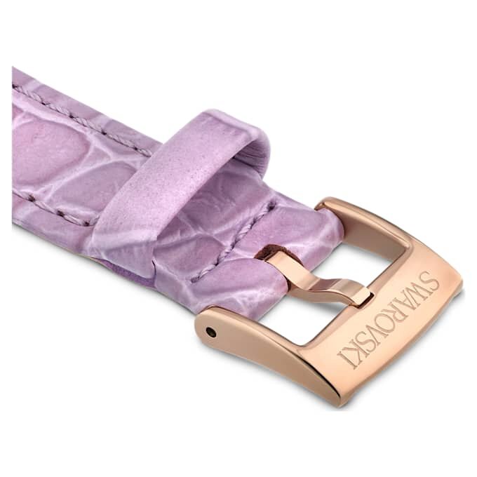 Uhrenarmband 17 mm (0.67″) breit, Leder mit Ziernähten, violett, roségoldfarben Uhrenarmband 17 mm (0.67″) breit, Leder mit Ziernähten, violett, roségoldfarben