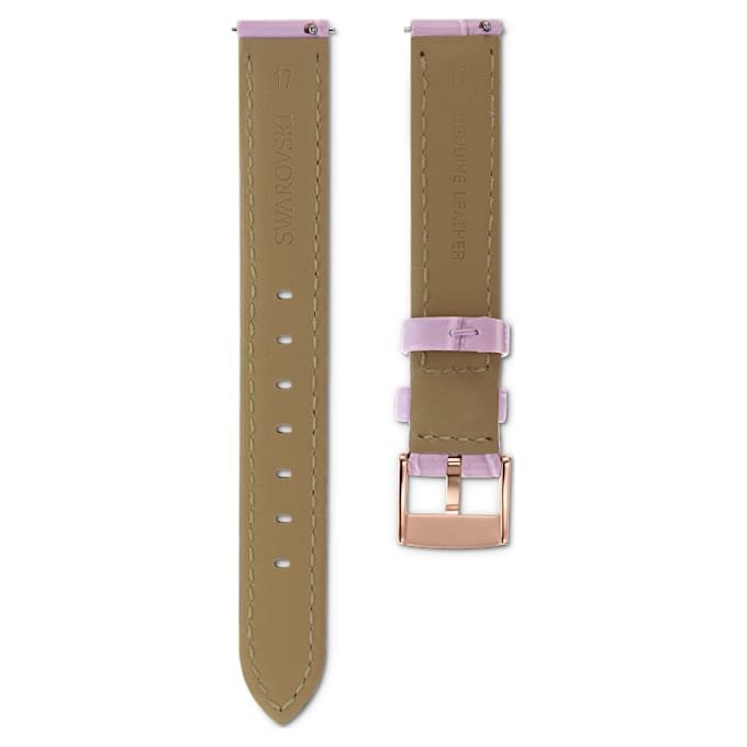 Uhrenarmband 17 mm (0.67″) breit, Leder mit Ziernähten, violett, roségoldfarben Uhrenarmband 17 mm (0.67″) breit, Leder mit Ziernähten, violett, roségoldfarben