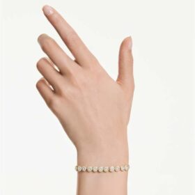 Una Angelic Armband mit Rundschliff, weiss, goldfarben plattiert