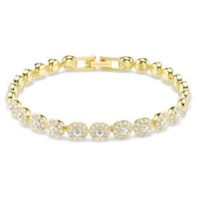 Una Angelic Armband mit Rundschliff, weiss, goldfarben plattiert