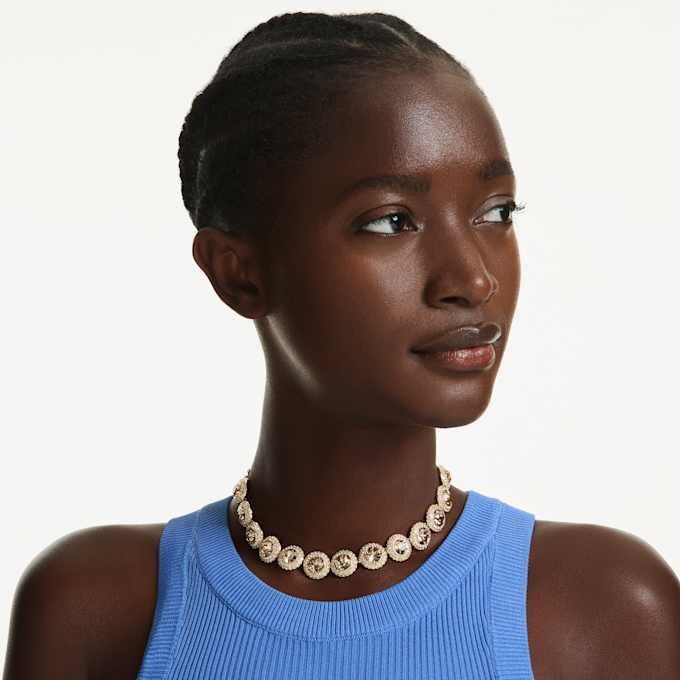 Una Angelic Choker, Rundschliff, Karamell, goldfarben plattiert Una Angelic Choker, Rundschliff, Karamell, goldfarben plattiert
