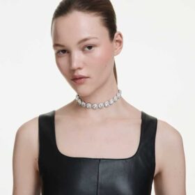 Una Angelic Choker Weiss, rhodiniert