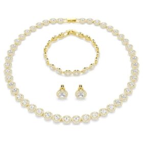 Una Angelic Set (3-teilig), Rundschliff, weiss, goldfarben plattiert